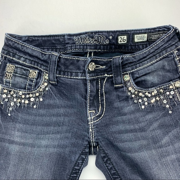 Miss Me Sequin Skinny Stretch Jeans Size 26 - Picture 6 of 8
